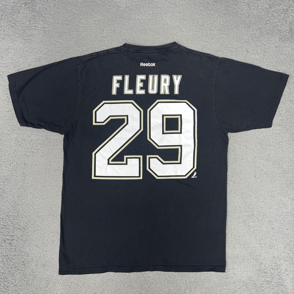 Reebok Pittsburgh Penguins Marc-André Fleury T Shirt Men Sz L Black #29 Tee NHL